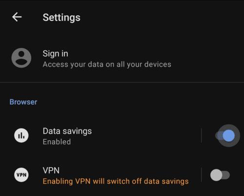 Opera pro Android: Jak povolit/zakázat režim ukládání dat