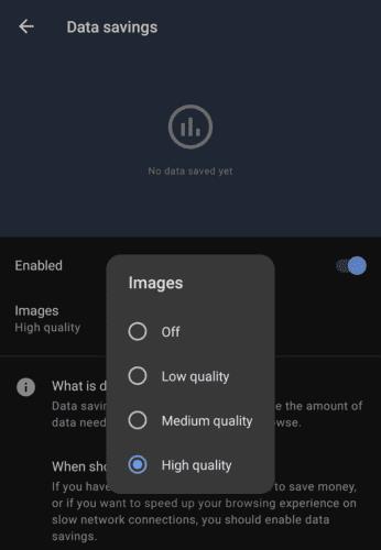 Opera pro Android: Jak povolit/zakázat režim ukládání dat