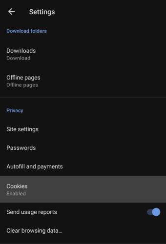 Opera pre Android: Ako nakonfigurovať predvoľby súborov cookie