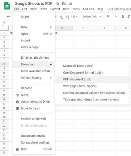 Hvernig á að umbreyta Google Sheets í PDF