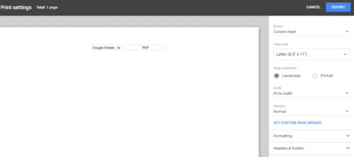 Hvernig á að umbreyta Google Sheets í PDF