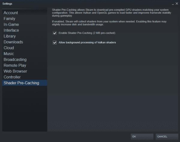 Com desactivar l'emmagatzematge en memòria cau de Shader a Steam