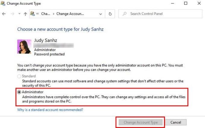 Πώς να μετατρέψετε έναν τυπικό λογαριασμό Windows σε λογαριασμό διαχείρισης