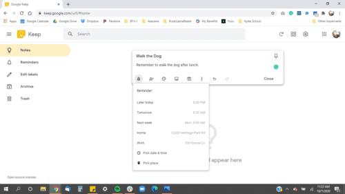 Tilpasning af påmindelsesstandarder for Google Keep