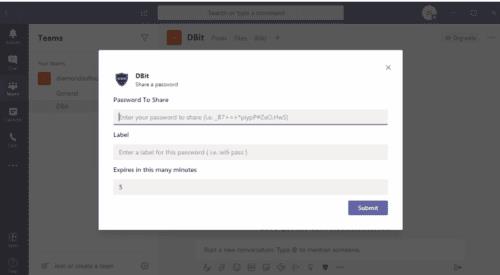 Integració de la gestió de contrasenyes de Dbit a Microsoft Teams