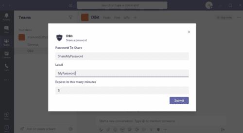 Integració de la gestió de contrasenyes de Dbit a Microsoft Teams