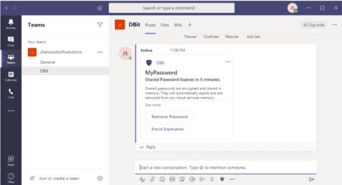 Integració de la gestió de contrasenyes de Dbit a Microsoft Teams