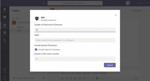 Integració de la gestió de contrasenyes de Dbit a Microsoft Teams