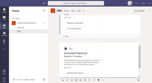 Integració de la gestió de contrasenyes de Dbit a Microsoft Teams