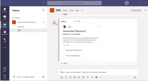 Integració de la gestió de contrasenyes de Dbit a Microsoft Teams