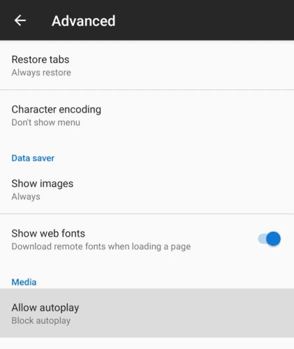 Firefox Androidille: Videon automaattisen toiston poistaminen käytöstä