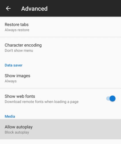 Firefox fyrir Android: Hvernig á að slökkva á sjálfvirkri spilun myndbands