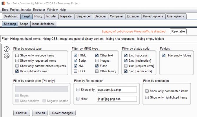 Kā pievienot vietnes Burp Suite mērķa jomai