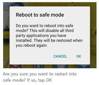 Chcete-li problém vyřešit, restartujte telefon Android v nouzovém režimu