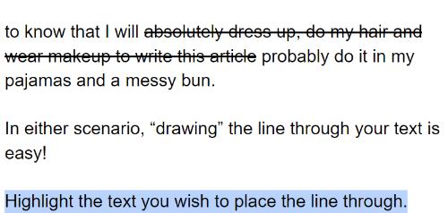 Com posar una línia a través del text a Google Docs