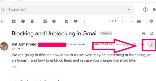 Asmens blokavimas „Gmail“, kad būtų sustabdytas šlamšto siuntimas