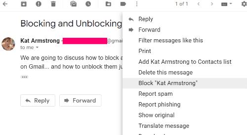 Блокування когось у Gmail, щоб припинити розсилку спаму