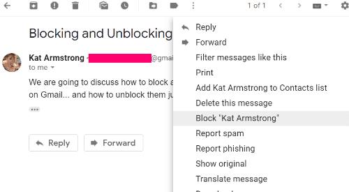 Blokkerer noen på Gmail for å stoppe spamming