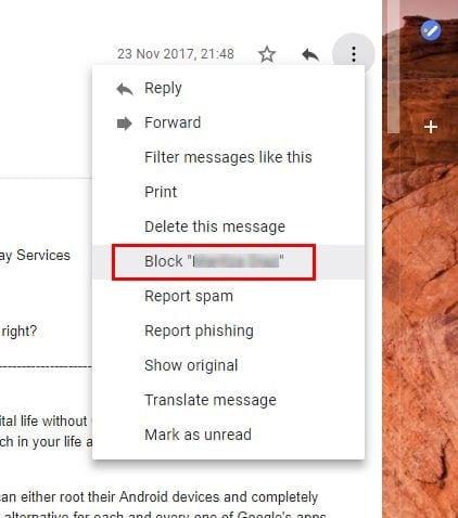 Com bloquejar correus electrònics a Gmail