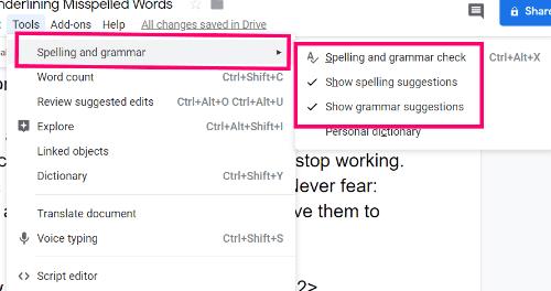 Proč Dokumenty Google nepodtrhávají chybně napsaná slova