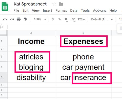 Com revisar l'ortografia a Google Sheets