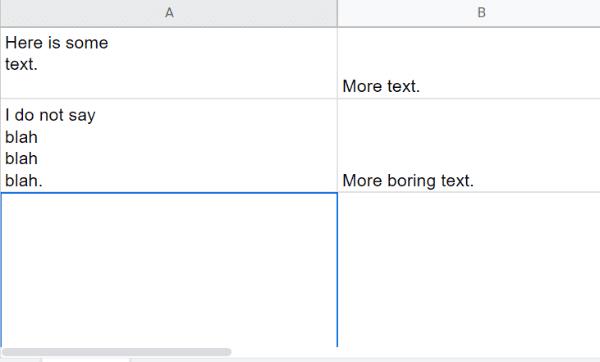 Google tablice: dodajte više redaka teksta u jednu ćeliju