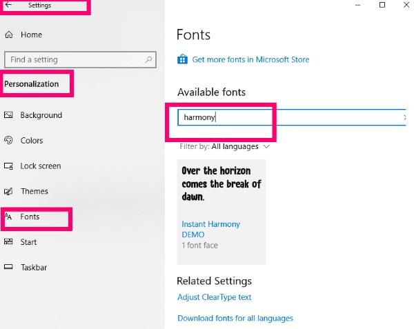 Як встановити шрифти в Windows 10