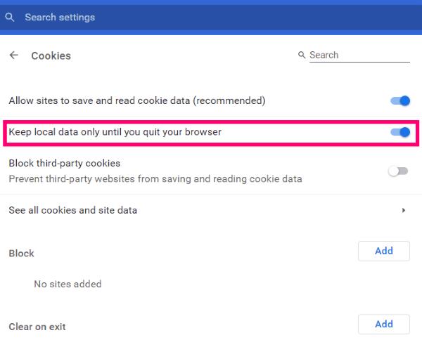 Jak nastavit Chrome, aby při ukončení vymazal soubory cookie