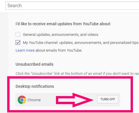 YouTube-ilmoitusten poistaminen käytöstä Chromessa