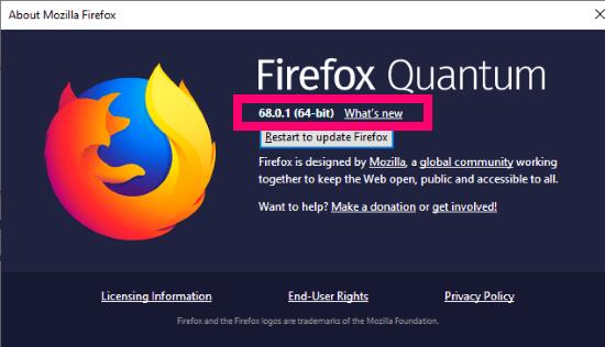 Kaip sumažinti „Firefox“ versiją