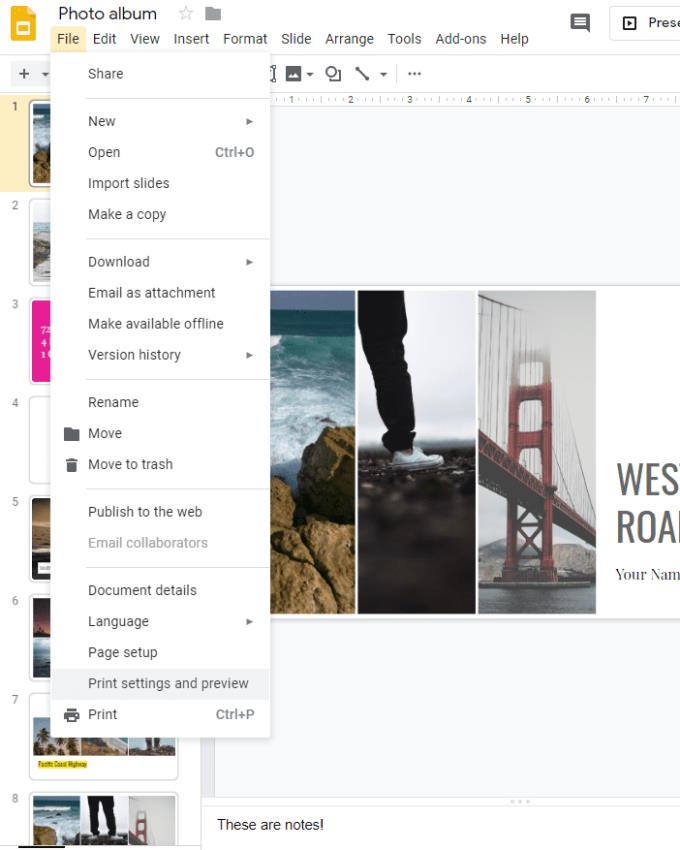 Google Slides: Hur man skriver ut Slides med Notes