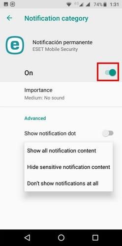 Com fer front a les notificacions persistents d'Android