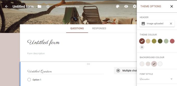 Google Formulär: Lägg till ett tema