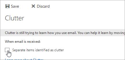 Outlook: вимкнути папку Clutter