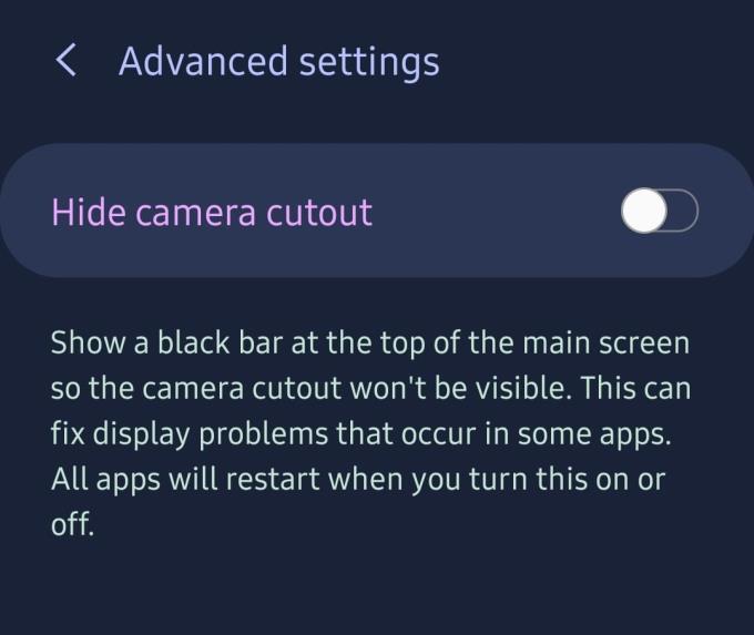 Galaxy S10e: Hide the Camera Notch