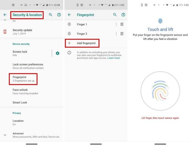 Kuinka lisätä uusi sormenjälki Android-laitteeseen