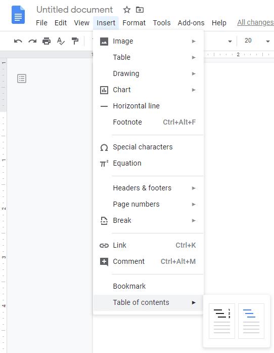 Google Docs: com crear una taula de continguts