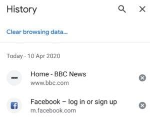 Chrome pre Android: Odstrániť históriu