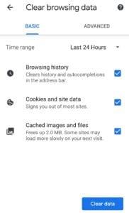 Chrome pre Android: Odstrániť históriu