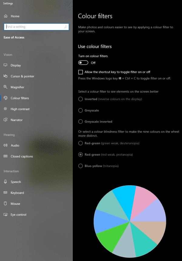 Windows 10: kuidas konfigureerida värvipimeduse filtreid