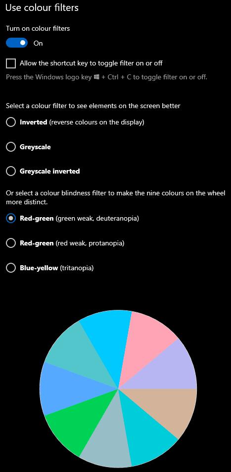 Windows 10: kuidas konfigureerida värvipimeduse filtreid