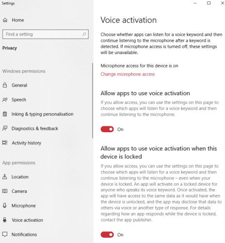 Виндовс 10: Блокирајте апликације да користе гласовну активацију