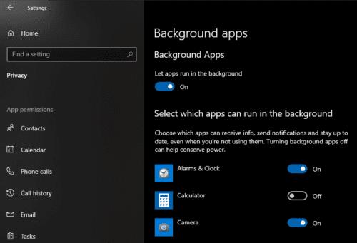 Виндовс 10: Конфигуришите које апликације могу да раде у позадини
