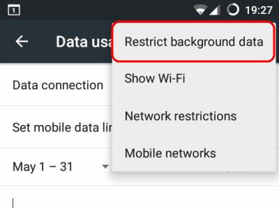 Android: Háttéradatok engedélyezése vagy letiltása