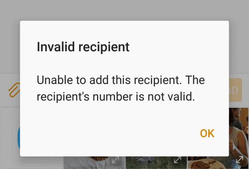 Android: Opravte správu „Neplatný príjemca“.