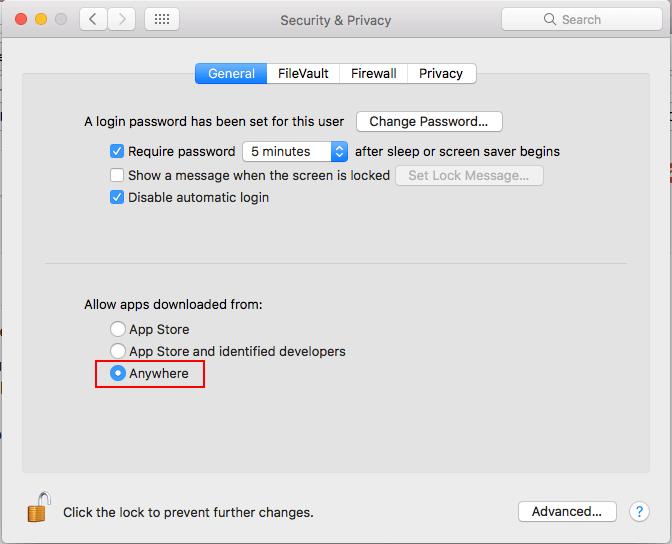 MacOS: Poista käytöstä "{appname} ei voi avata, koska se on tuntemattomalta kehittäjältä"