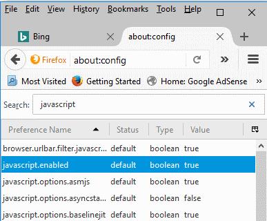 Firefox: Активиране/Деактивиране на Javascript