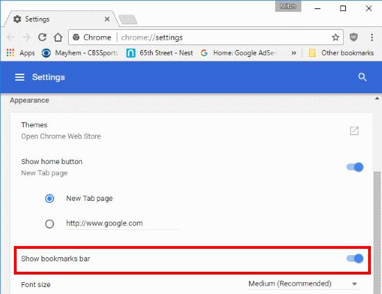 Google Chrome: Panel záložek zmizí – oprava