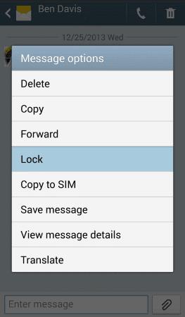 Android: Čo robí uzamknutie textovej správy?