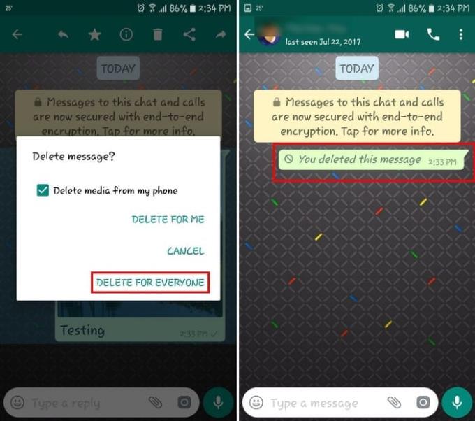 WhatsApp: Zrušte odeslání zprávy